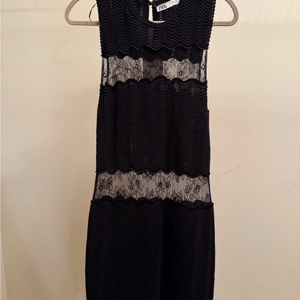 Zara Black Lace Panel Dress